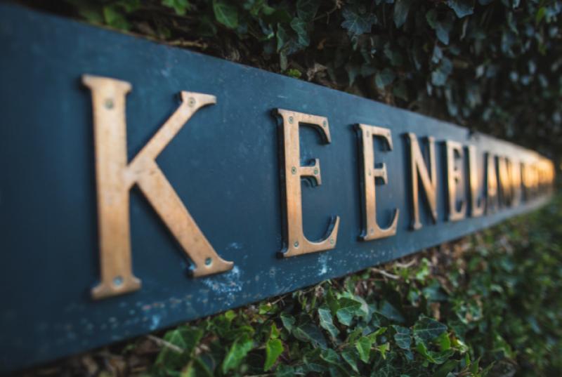 angled shot of Keeneland sign.